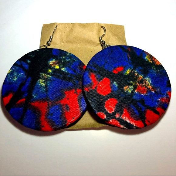 Wax print handmade African earrings - Picture 1 of 1